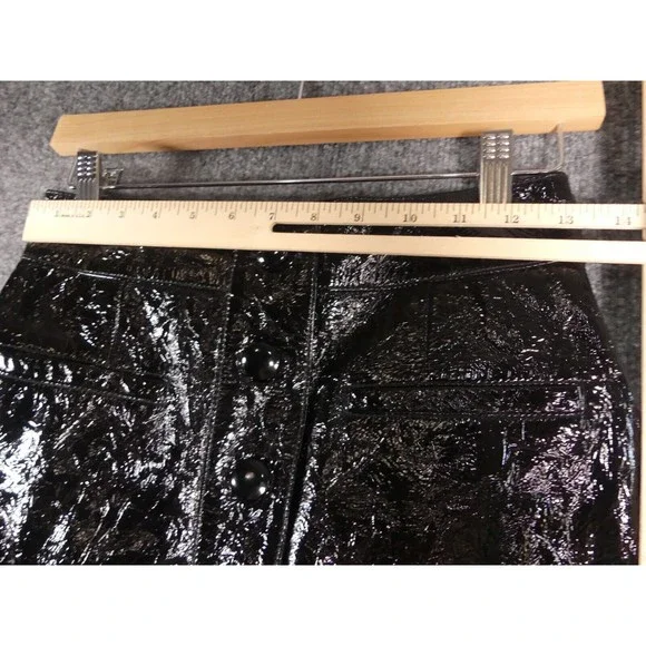 7 For All Mankind Small Skirt 100% Genuine Leather Womens Black A-line $495 NWT Women